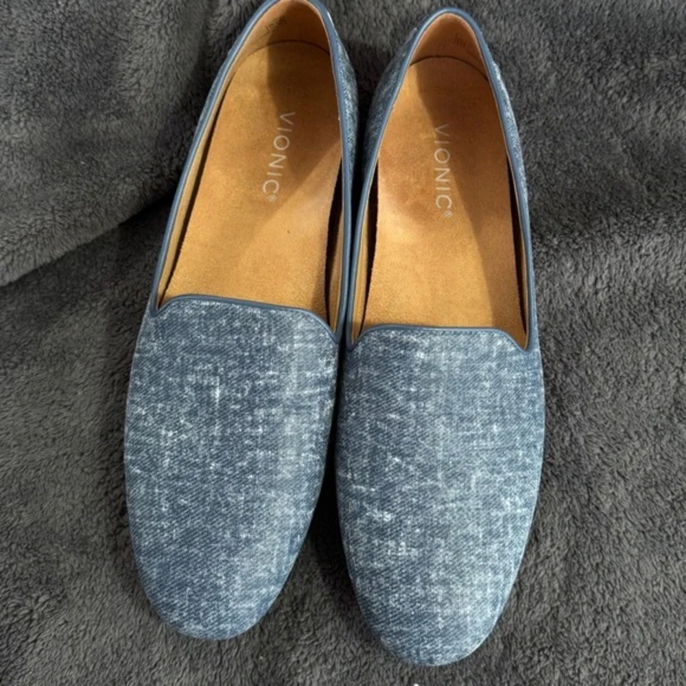 Vionic Loafers Women Denim Print Slip On Flats Shoes Size 9.5‎